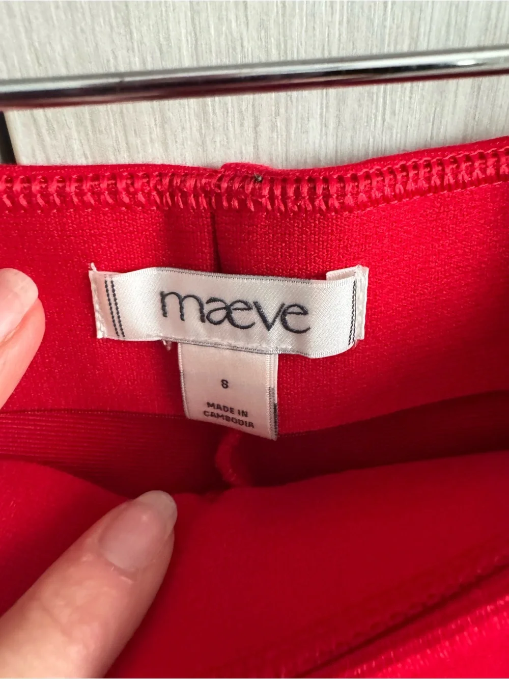 Maeve Red Button-Front Crop Top & Tailored Pants Set